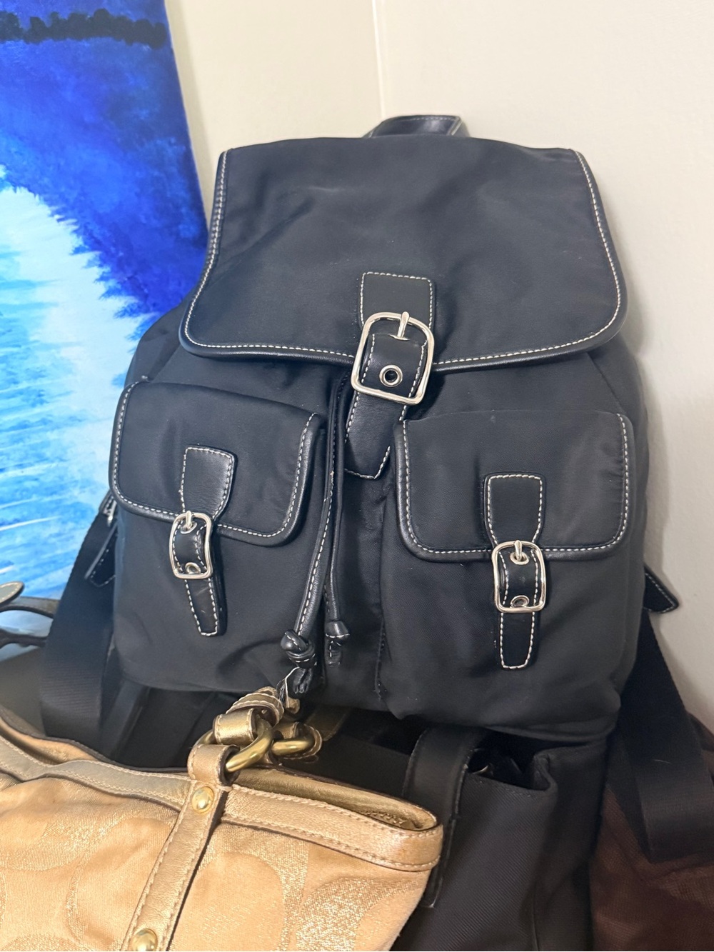 Coach vtg Black Nylon Cargo Backpack